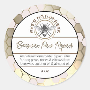 Beeswax Paw Repair Bee Apiary Logo Honeycomb  Classic Round Sticker