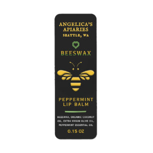 Beeswax Peppermint Lip Balm Label with Bee Heart