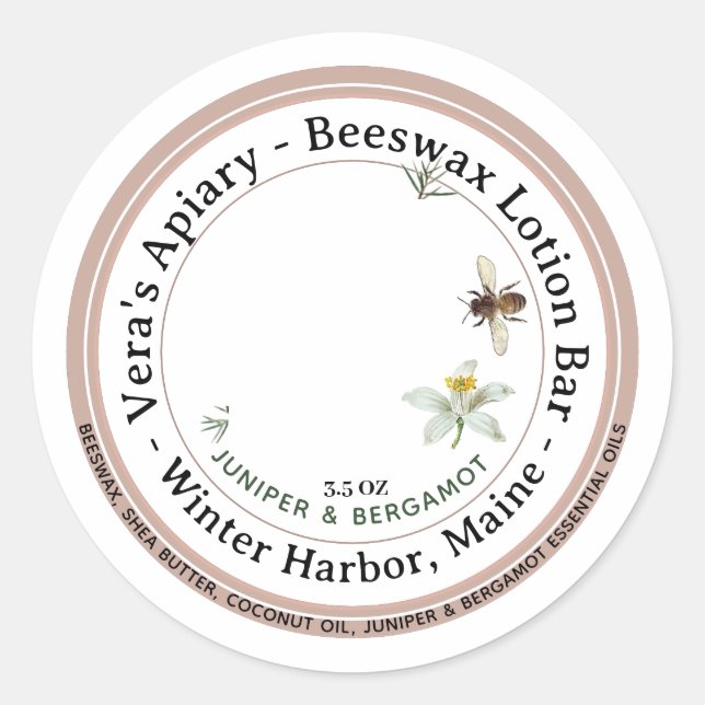 Beeswax Skincare Lotion Bar Label (Front)