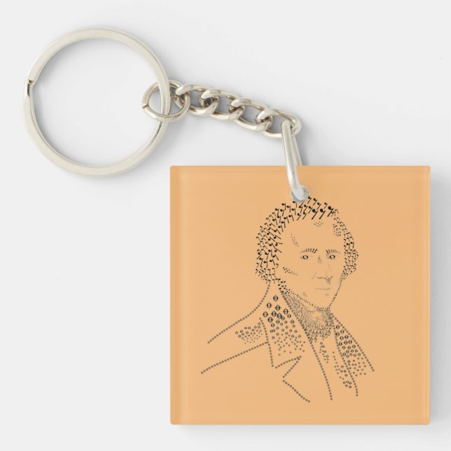Beethoven and Chopin together, music symbols, musi Key Ring (Front)