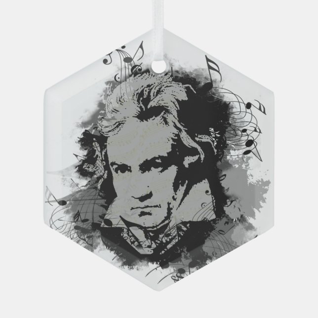 Beethoven Classical Music Composer Song-Writer Glass Tree Decoration (Front)