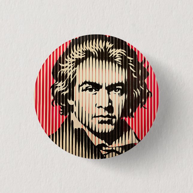 Beethoven in BAUHAUS optical illusion style 3 Cm Round Badge (Front)