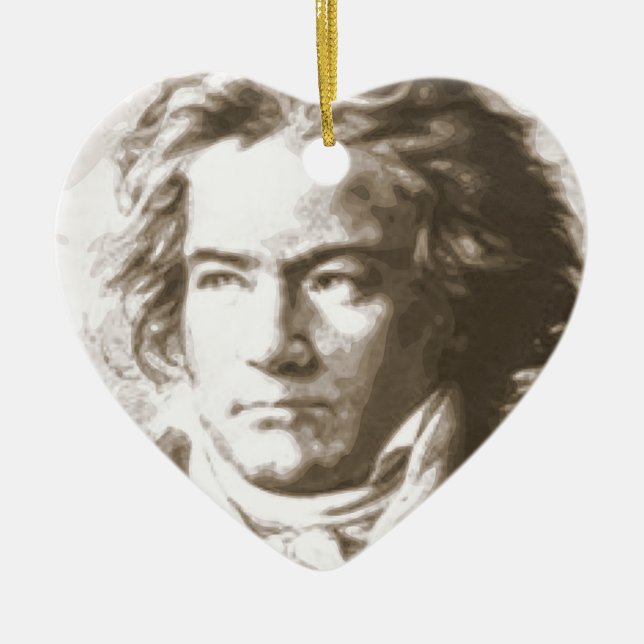 Beethoven In Sepia Ceramic Tree Decoration (Front)
