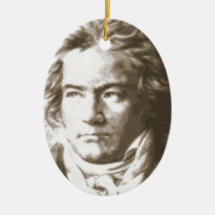 Beethoven In Sepia Ceramic Tree Decoration