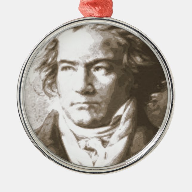 Beethoven In Sepia Metal Tree Decoration (Front)
