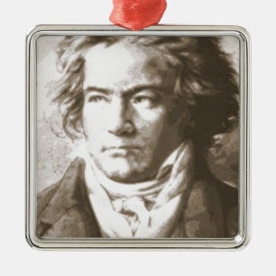 Beethoven In Sepia Metal Tree Decoration