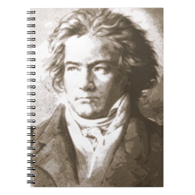 Beethoven In Sepia Spiral Notebook (Front)