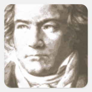Beethoven In Sepia Square Sticker