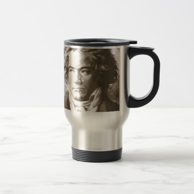 Beethoven In Sepia Travel Mug (Right)