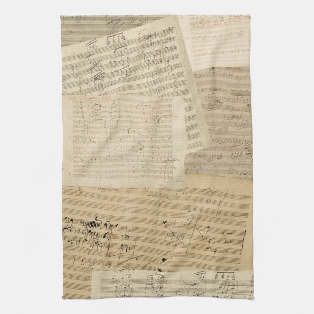 Beethoven Manuscript Medley Tea Towel (Vertical)