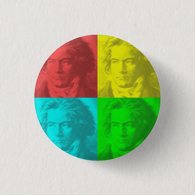Beethoven Portrait In Squares 3 Cm Round Badge (Front)
