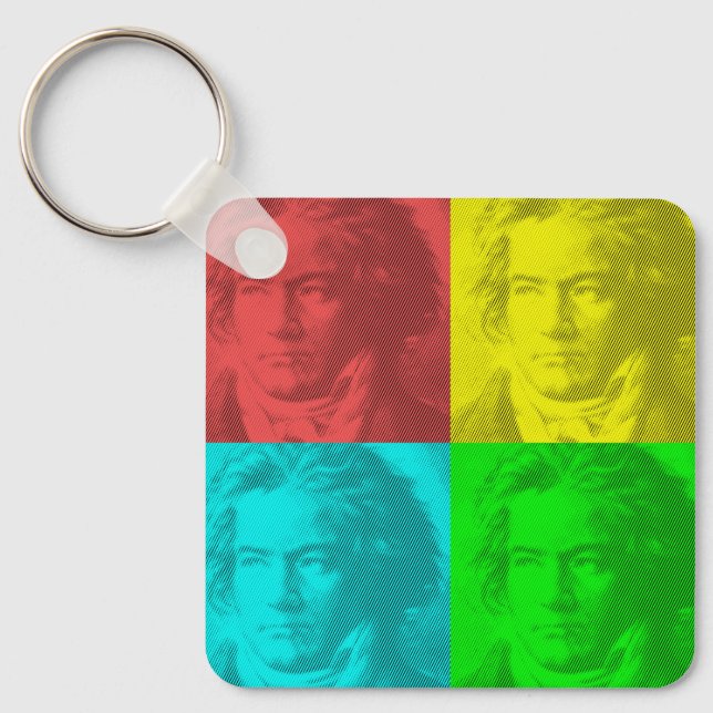 Beethoven Portrait In Squares Key Ring (Front)