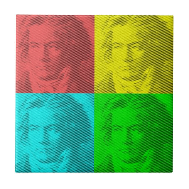 Beethoven Portrait In Squares Tile (Front)