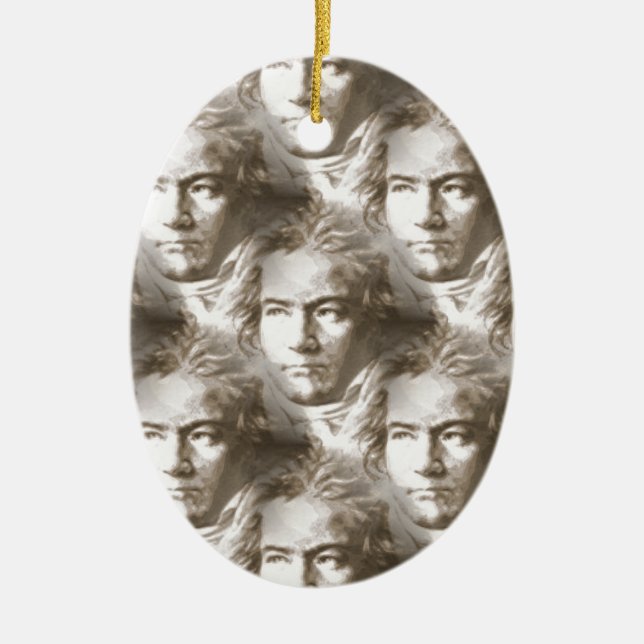 Beethoven Portrait Pattern Ceramic Tree Decoration (Front)