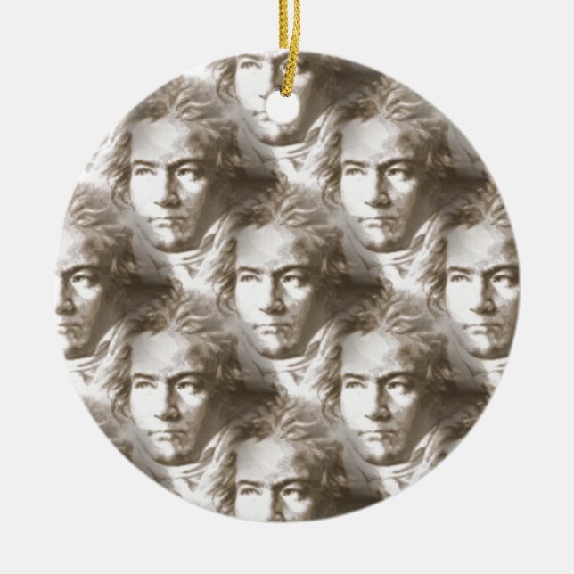 Beethoven Portrait Pattern Ceramic Tree Decoration (Front)