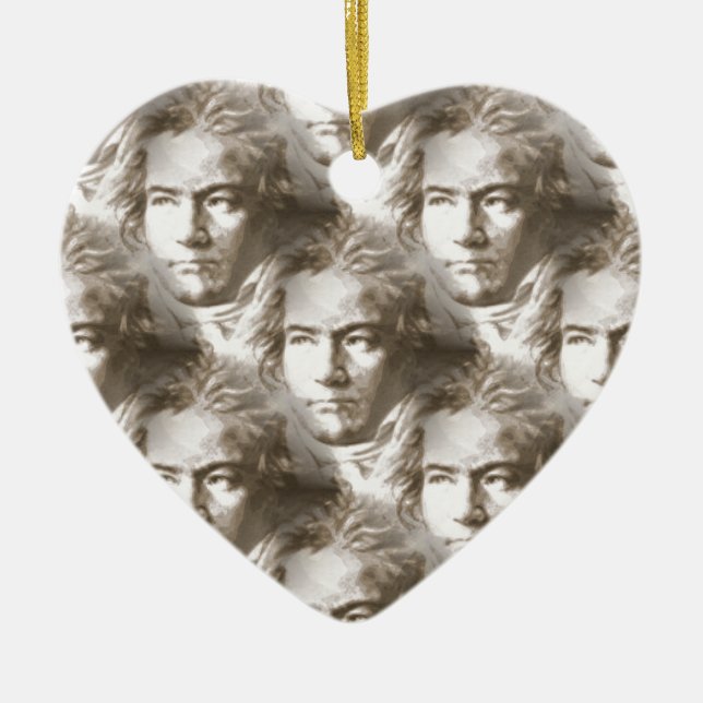 Beethoven Portrait Pattern Ceramic Tree Decoration (Front)