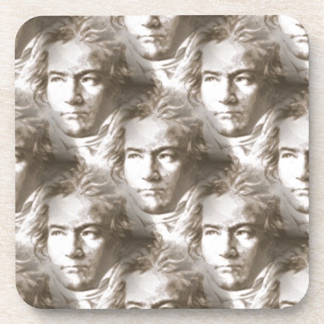 Beethoven Portrait Pattern Coaster (Front)