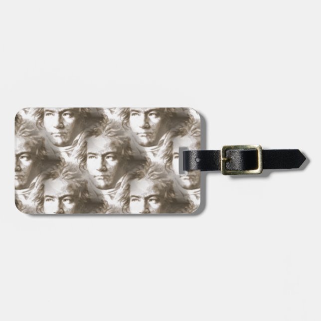 Beethoven Portrait Pattern Luggage Tag (Front Horizontal)