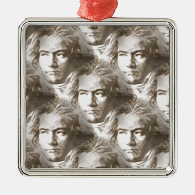 Beethoven Portrait Pattern Metal Tree Decoration (Front)