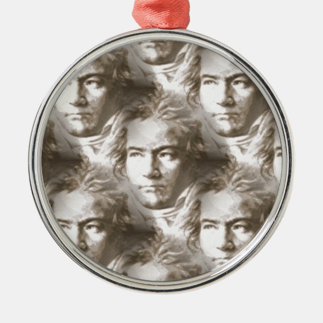 Beethoven Portrait Pattern Metal Tree Decoration (Front)