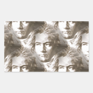 Beethoven Portrait Pattern Rectangular Sticker