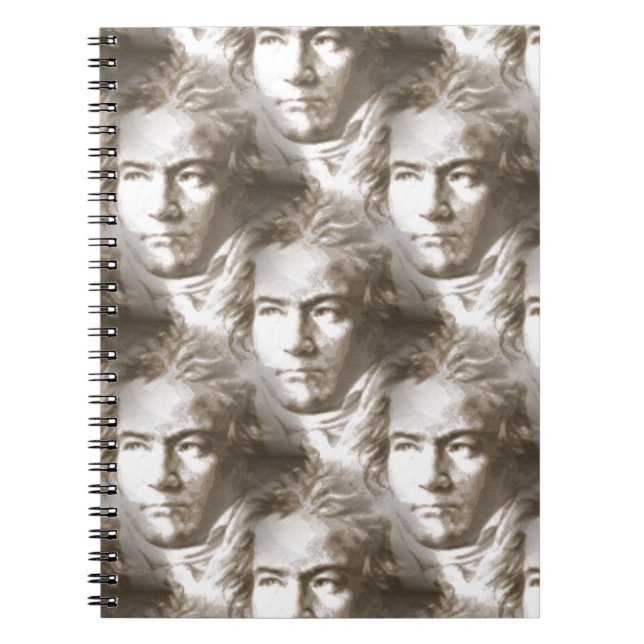 Beethoven Portrait Pattern Spiral Notebook (Front)