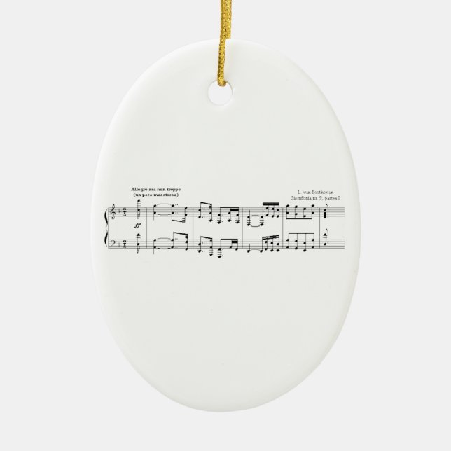 Beethoven Symphony #9 (Black) Ceramic Tree Decoration (Front)