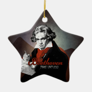 Beethoven virtuous piano black ceramic tree decoration