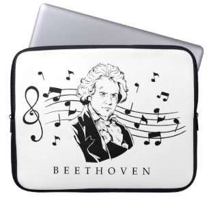 Beethoven with notes in the background laptop sleeve