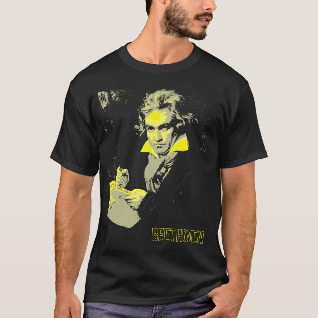 Beethoven Yellow Print Classical Music Shirt (Front)