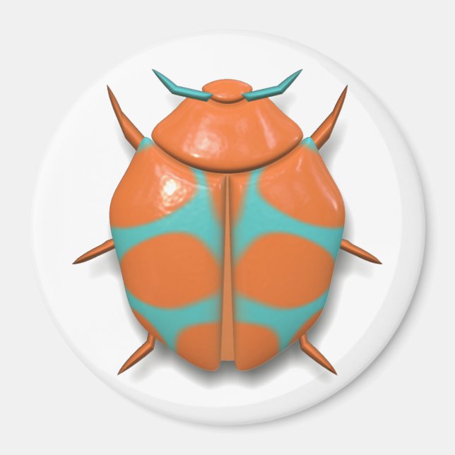 Beetle bug insect cute summer boy orange blue magnet (Front)