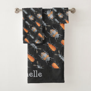 Beetle bug insect pattern bath towel set