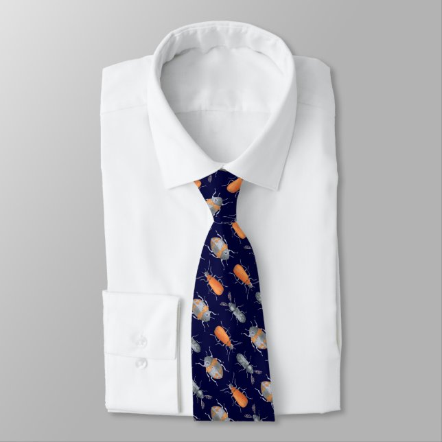 Beetle bug insect pattern neck tie (Tied)