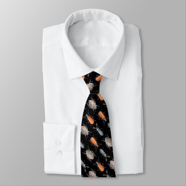 Beetle bug insect pattern neck tie (Tied)