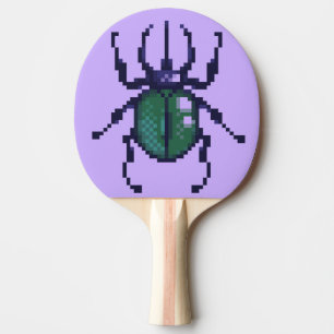 Beetle green pixel art ping pong paddle