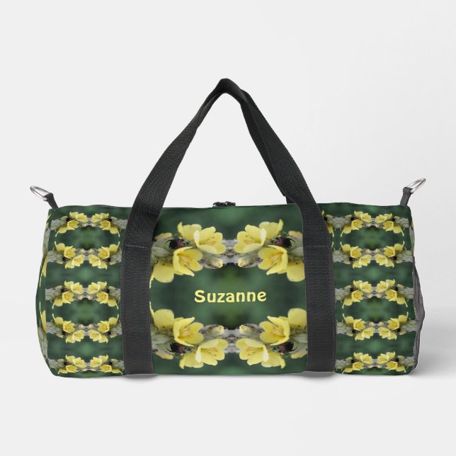 Beetle On Mullein Flower Abstract Personalised Duffle Bag (Front)
