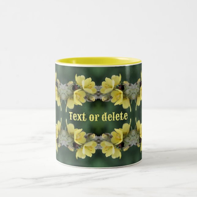 Beetle On Mullein Flower Abstract Personalised Two-Tone Coffee Mug (Center)