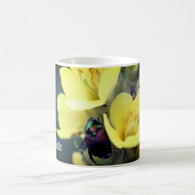 Beetle On Mullein Flower Personalised Coffee Mug (Center)