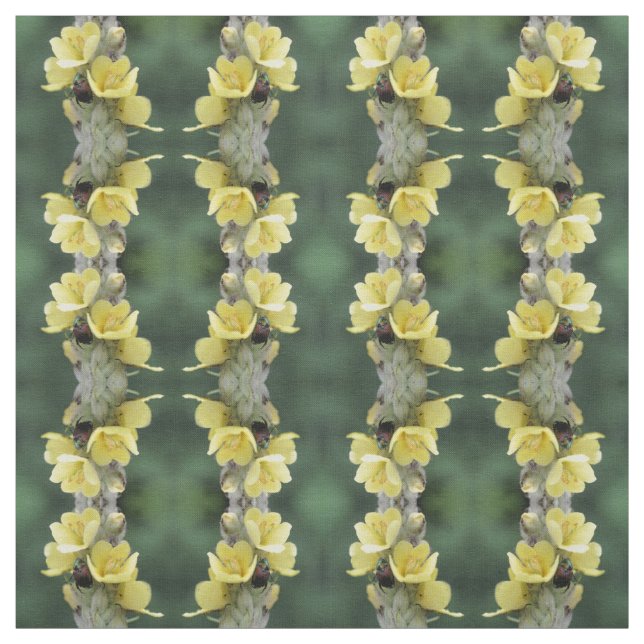Beetle On Wild Mullein Flower Fabric (Swatch)