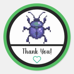 Beetle purple, beetle pixel art classic round sticker