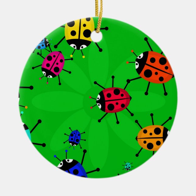 Beetle Swarm Ceramic Tree Decoration (Front)