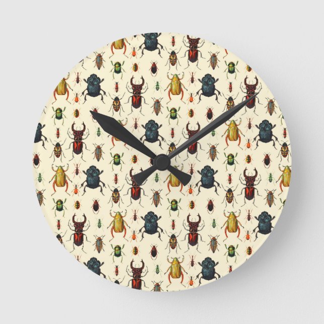 Beetle Varieties Round Clock (Front)