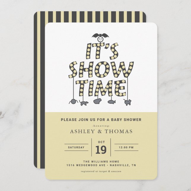 Beetlejuice Baby Shower | It's Showtime Invitation (Front/Back)