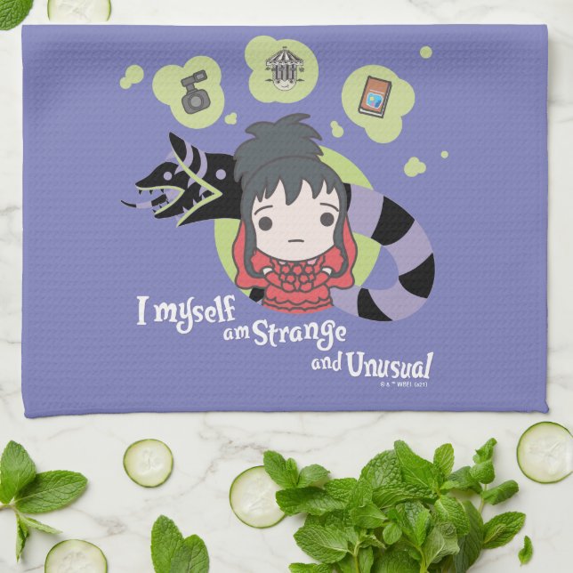 Beetlejuice | Chibi Lydia "Strange and Unusual" Tea Towel (Folded)