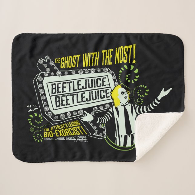 Beetlejuice | "Ghost With The Most" Marquee Sherpa Blanket (Front (Horizontal))