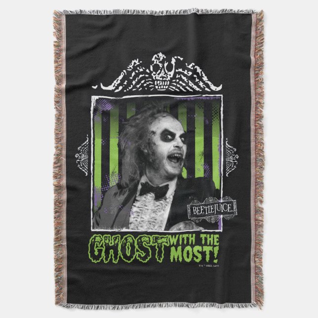 Beetlejuice | "Ghost With The Most" Portrait Throw Blanket (Front Vertical)