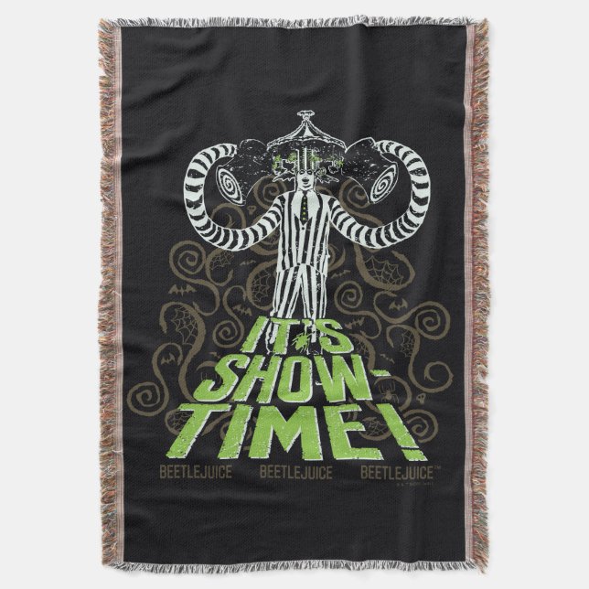 Beetlejuice | It's Show Time! Throw Blanket (Front Vertical)