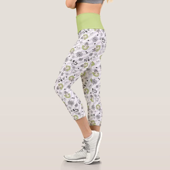Beetlejuice Pattern Capri Leggings (Left)