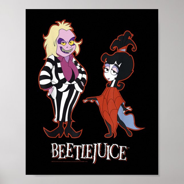 Beetlejuice Red Outline Beetlejuice And Lydia Cart Poster (Front)