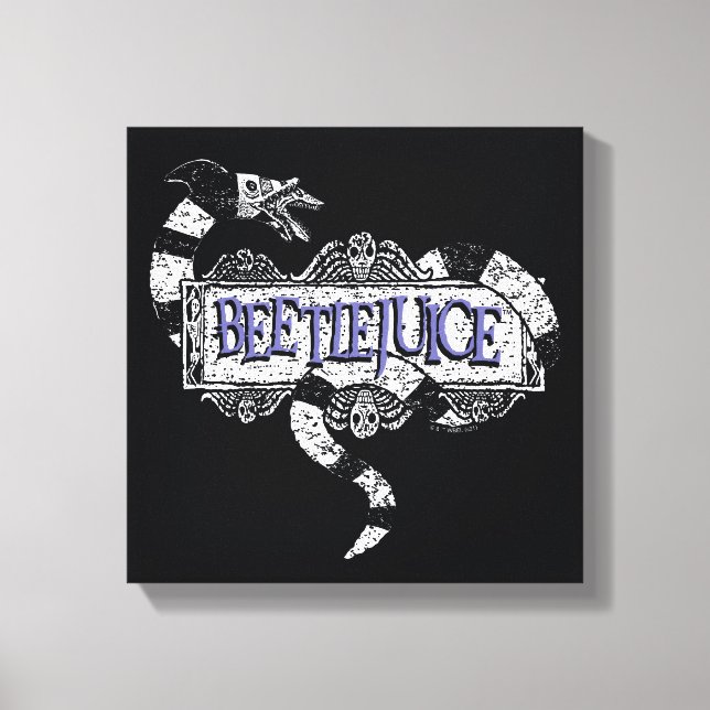 Beetlejuice | Sandworm Coiled on Beetlejuice Logo Canvas Print (Front)